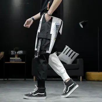 2021 Naujas Hip-Hop Poilsiu Vyrų Juodos Haremo Kelnės Multi-pocket Kratinys Vyras Sweatpants Streetwear Laisvalaikio Vyriškos Kelnės Dropshipping