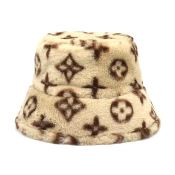 2021 Naujas Žiemos Moterų Vilnos Skrybėlę Pliušinis Tirštėti Šiltą Kepurę Dirbtiniais Kailiais Letter Spausdinimo Kibirą Skrybėlės Lauko Žiemos Skrybėlę Moterims