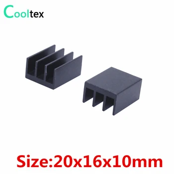 (20pcs/lot) 20x16x10mm Aliuminio heatsink juoda, radiatorių Elektroninių IC chip radiatorius aušinimo