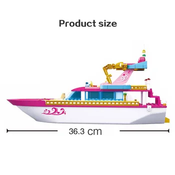 212Pcs Rožinė Svajonė Atostogų Jachtų Statyba Blokai Rinkiniai, Ekskursijos Laivu Modelio Surinkimo Rinkinys Draugais Švietimo Plytų Žaislai Mergina