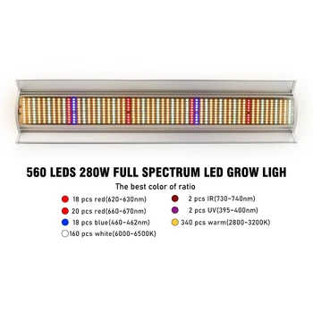 280W Augalų Cultivo vidaus Led Grow Light Bar viso Spektro UV SPINDULIŲ Augti Palapinė Led Augalų Auginimo Lempos efektą Sukeliančių Daržovių