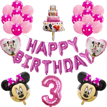 29pcs Mickey Minnie Mouse balionai Mickey Mouse Gimtadienio Dekoro Baby Shower 30inch Skaičius Balionas vaikas žaislai Globos prekes
