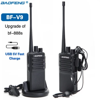 2VNT 2020 Baofeng BF-V9 USB 5V Greitai Įkrauti Walkie Talkie 5W UHF 400-470MHz Nešiojamieji Radijo imtuvai Kumpio ir CB Radijo Rinkinys (Atnaujinti BF-888S)
