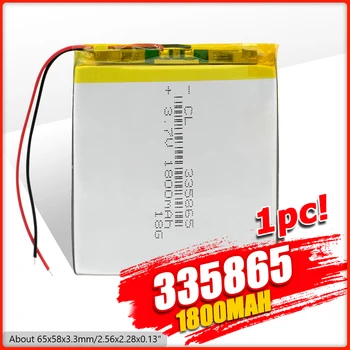 2VNT 335865 3.7 V, 1800mah Ličio polimerų Akumuliatorius su Apsaugos Valdybos MP5 GPS DVD PDA E-knygos Tablet pc Digital Produktą
