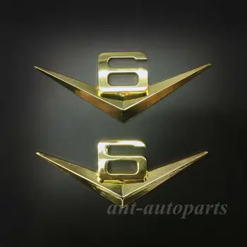 2vnt Automobilių Gold Vintage V6 Logotipas 