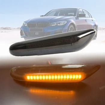 2VNT Automobilių Rūkyti LED Šoniniai Gabaritiniai Posūkio Signalo Lemputė Rodikliai Teka Šviesa BMW E46 E60 E61 E87 E90 E91 E92 Auto Priedai