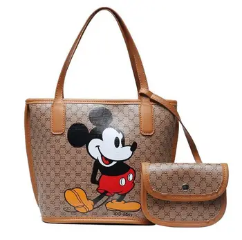 2vnt Disney mickey mouse pečių maišą + cosmeitc maišelį lady pu minnie rankinėje Mažas nešti maišą monetų krepšys kortelės turėtojas