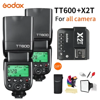 2X Godox TT600 TT600S 2.4 G Bevielio TTL 1/8000s Flash Speedlite + X2T-C/N/S/M/N/P Sukelti Canon Nikon sony, olympus, fuji