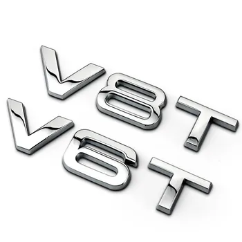 2x V6T V8T Raidžių Skaičius Emblema Juoda Automobilių Stilius Sparno Pusės Galinis Kamieno Logotipas Ženklelis Įklija, A3 A4L TT RS7 A8L Priedai
