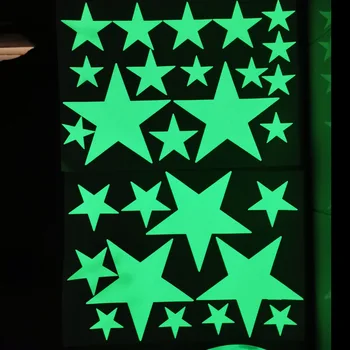 30cm Mėnulis 435pcs Žvaigždžių Taškų Žalios Šviesos Siena Lipdukas Vaikų Kambario Lubos, Laiptai, Tapetai, Liuminescencinės Sienų Lipdukai