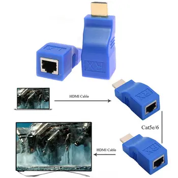 30m HDMI suderinamus su RJ45 Tinklo Kabelis Extender Konverteris Kartotuvas Virš CAT-5e CAT6 Extender Uostų LAN Tinklo Išplėtimas