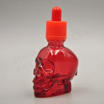 30ml kaukolės formos stiklo buteliuko lašintuvu matinis raudonos kaukolę galvos 30ml e cigarečių aliejaus buteliuko lašintuvu