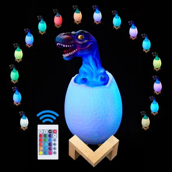 3D 16Colors Dinozaurų Kiaušinių Jutiklis LED Nakties Šviesos diodų (LED) Luminaria Judesio Jutiklis Lempos Šviesos 4Modes Žaislas Įkrovimo Stalo Lempa
