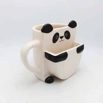 3D Animaciją Panda Kavos Puodeliai, du kartus Sausainiai Keramikos Arbatos Puodeliai Kūrybos Ženklas Drinkware Kalėdų Dovanos MJ918