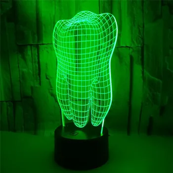 3D Dantis, Dantys Naktį LED Šviesos Spalvinga Odontologas Odontologijos Apdailos Miegamasis Touch Lentelė Cool Lempos Gimtadienio, Kalėdų Dovana