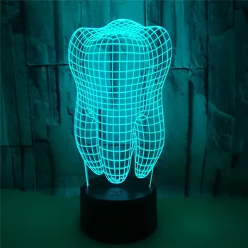 3D Dantis, Dantys Naktį LED Šviesos Spalvinga Odontologas Odontologijos Apdailos Miegamasis Touch Lentelė Cool Lempos Gimtadienio, Kalėdų Dovana