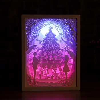 3D Popieriaus Drožyba Naktį Žibintai LED Stalo Lempa Miegamojo Lovos Nakties Žiburiai Kalėdų Helovinas Raižyti Dekoro Lempos Gimtadienio Dovanos