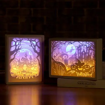 3D Popieriaus Drožyba, Šviesos, Naujumo Naktį Šviesos Kūrybos Paprasta Naktį Lempa LED Dovana Namų Atmosferą Lempos Helovinas Dekoro Lempos