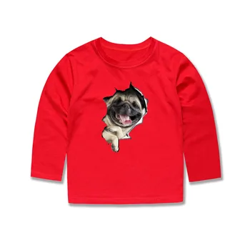 3D Spausdinimo Visą T Marškinėliai Berniukams, Raudona, T Marškiniai Vaikai 3D Sumažinti Šunų marškinėliai Mergaitėms Šuo Spausdinti Viršūnės Vaikai Nešioja vaikiški Drabužiai