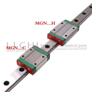 3D Spausdintuvas MGN7 MGN12 MGN15 MGN9 linijinis vadovas, L 100-1200mm miniatiūriniai linijinis geležinkelių +1PCS MGN Linijinis slankiklį