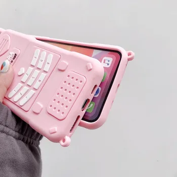 3D Telefonas Animacinių filmų Rožinės spalvos Telefoną Atveju iphone12 MiNi Pro 11 Max XR XS MAX SE 2020 7 8 Plus Švelnus viso Kūno Telefono Galinį Dangtelį