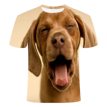 3D Šuo Spausdinti Vasaros trumpomis Rankovėmis Apvalios Kaklo Viršuje T-shirt Naujovė Gyvūnų T-shirt Šuo Apvalios Kaklo marškinėliai Street vyriški Marškiniai