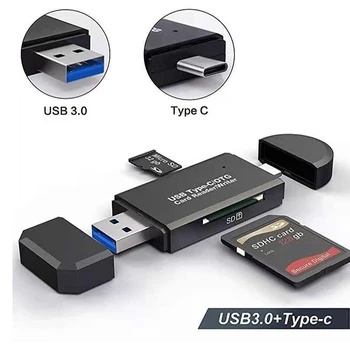 3in 1 Kortelių Skaitytuvas USB 3.0 Tipo C Micro SD TF Adapteris Nešiojamas Reikmenys, OTG Cardreader Smart Atminties Universalus Microsd Skaitytuvas