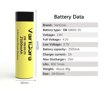 4-40PCS VariCore HE2 18650 įkraunama ličio-jonų baterija 3.7 V 2500mAh gali išlaikyti elektroninių 20A biudžeto įvykdymo patvirtinimo už e-cigaretės