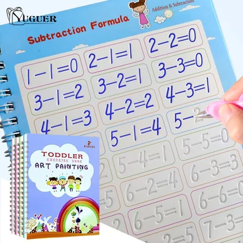 4 Knygų Rinkinys, Vaikų Knygų Handwrite Copybook Knygos Vaikams Daugkartinio Naudojimo Rašyti Kaligrafija Žaislai Mokytis Matematikos Papildymas