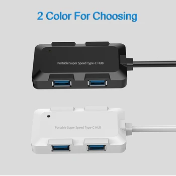 4 Uostų USB3.0 Hub 5Gbps Super Greitis Gyv 750mm Kabelis Nešiojamų Juoda Balta 