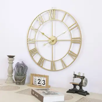 40cm Europos Stilius Paprastas Kambarį Laikrodis Kaustytomis Geležies Derliaus Kabo Laikrodis Sienos Romos Laikrodis Silent Dekoro Skaičius Išjungti R5M7