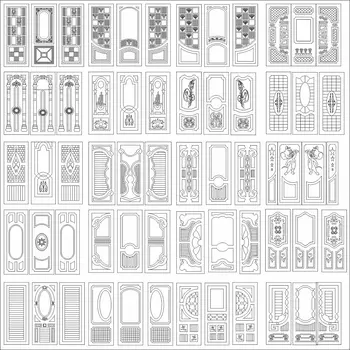 47 rinkiniai, durų Dxf/Dwg failą, CAD 2D vektorius, dizaino piešimo CNC Vektoriaus DXF Plazmos Maršrutizatorius pjovimas Lazeriu DXF-CDR Failus