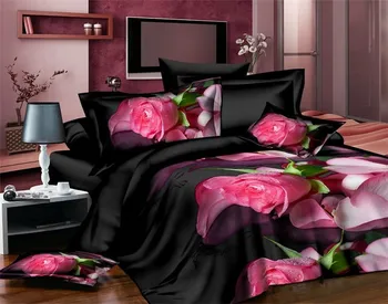 4pcs Medvilnės 3D Rose Patalynės Komplektai Aukštos Kokybės Minkšta Antklode Padengti Drobulė Užvalkalas Reaktyvusis Spausdinti Patalyne, Queen Bed Linen30