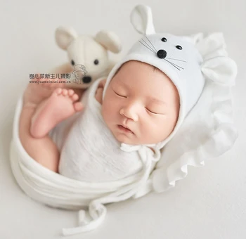 4pcs/set Naujagimių Fotografijos Rekvizitai Kūdikių Pelės Wrap Nustatyti,Gyvūnų Baby Wrap fotostudija Baby Šaudymo Reikmenys