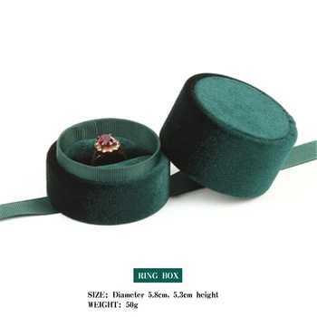 5.8*5.3 cm 6pcs/Daug Žalios ir Tamsiai pilkos spalvos, Apvalios aksomo žiedas ar pakabukas papuošalų dėžutės arba atvejais, kai su kaspinu