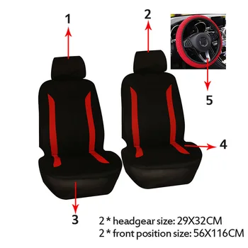 5 vnt Universaliųjų Automobilių Sėdynių užvalkalai su 2 mm Composite Sponge Poliesterio Audinio Interjero Aksesuarai, Auto Transporto priemonės Sėdynės Raštas