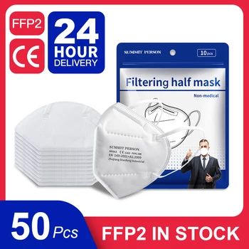 50 Vienetų CE FFP2 Kaukė Ispanija 5 Sluoksnių Dulkių Kaukės Veido Apsaugos Filtras Respiratorius Virusas Veido Kaukė Anti Dulkių Masque