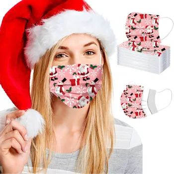 50 vnt Suaugusiųjų kaukė vienkartinės Kalėdų spausdinti asmeninį modelis apsauga nuo dulkių ir kvėpuojantis trijų sluoksnių apsauginė kaukė