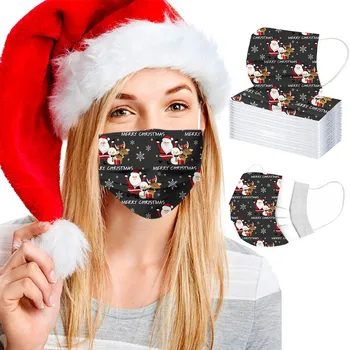 50 vnt Suaugusiųjų kaukė vienkartinės Kalėdų spausdinti asmeninį modelis apsauga nuo dulkių ir kvėpuojantis trijų sluoksnių apsauginė kaukė