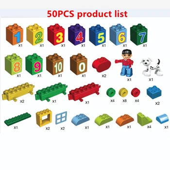 50pcs Didelių Dalelių Skaičius Traukinio Statybiniai Blokai, Plytos, Švietimo BabyCity Žaislai Suderinama Su Duplo 