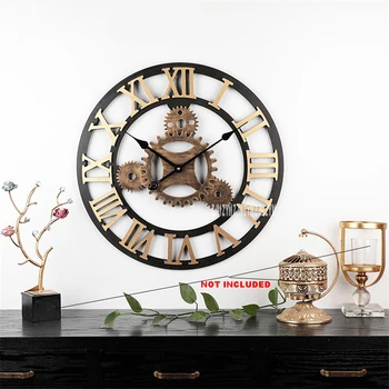 58cm Pavarų Derliaus Sieninis Laikrodis Kambarį Restoranas Kūrybos Medinis Sieninis Laikrodis Papuošti 3D Išjungti Vieno Veido Wag-On-The-Wall