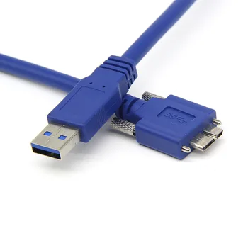 5Gbps Micro B USB 3.0 USB Laidas, Laidas Su Panel Mount Varžtas Lock Jungtis Laido Neleisti nukristi nuo 0,6 M 1M 1,8 M 3M