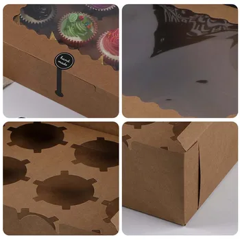 5vnt 12 Taurė Kraft Popieriaus Blynai Cake Box Cupcake Dėžutė Su Torto Padėklo Šalies Saldainiai Dovanų Dėžutė Vestuvių, Gimtadienio Desertas Pakuotės Atveju