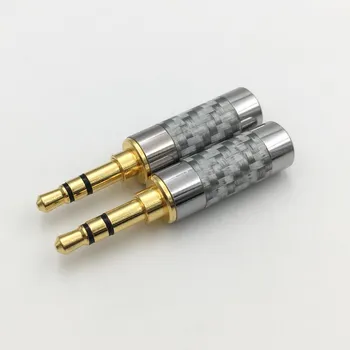 5vnt 3U paauksuoti 3.5 mm 3 4 Polių Vyrų Audio jungtis Anglies Pluošto Apvalkalo 3.5 Straight Plug Remontas Ausinių Lydmetalis 