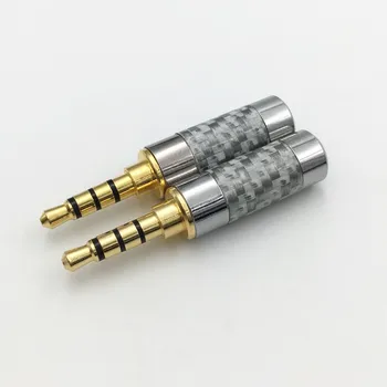 5vnt 3U paauksuoti 3.5 mm 3 4 Polių Vyrų Audio jungtis Anglies Pluošto Apvalkalo 3.5 Straight Plug Remontas Ausinių Lydmetalis 