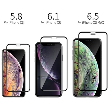 5VNT 9H Visiškai Padengti Grūdinto Stiklo iPhone Pro 11 6 6s 7 8 Plius Screen Protector 12 X XS Max XR Apsauginės Plėvelės Atveju