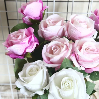 5vnt Dirbtinės Gėlės Šilko Rožės Ilgai, Filialas, Puokštės, Vestuvių Namų Puošybai Netikrą Gėlės 