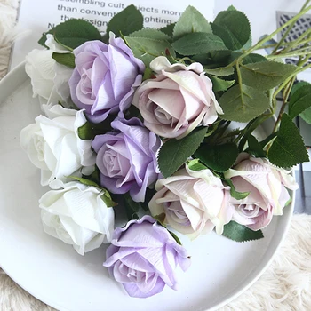 5vnt Dirbtinės Gėlės Šilko Rožės Ilgai, Filialas, Puokštės, Vestuvių Namų Puošybai Netikrą Gėlės 
