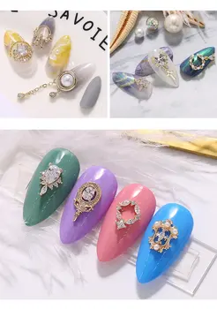 5vnt Širdies Gėlių Grandinės Pakabukas 3D Lydinio Nagų Dailės Cirkonis Perlas metalo manikiūro, nagų priedai 
