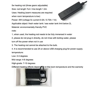 5W Mini USB Šildymo Strypas 5V Tris Greitis Reguliuojamas Žuvų Bako Lygio Šildymo Įrankiai, Krevečių Bakas Vėžlys Bakas Turima Mažai Vandens